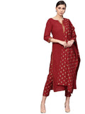 Gosriki Women'S Cotton Straight Kurta With Palazzo & Dupatta (Festival Maroon_M_Maroon_Medium),Maroon,,B09CQ793M2