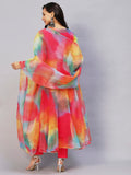 Gosriki Women'S Organza Anarkali Floral Printed Kurta With Pant & Dupatta (Chakrika-Multi-Gs_S_Multi_Small) Multicolour,Multicolour,,B0C3XVKNF1