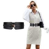 Gustave Fashion Pu Leather Wide Waist Belt With Interlocking Buckle For Vintage Blouse Blazer Dress For Women & Ladies,Fit Waist
