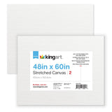 KINGART Stretched White Canvas Set - Rectangle, 48x60 Inch, 2-Pack - 100% Cotton, Triple Gesso Primed - 5/8 Profile Back-Stapled
