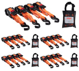 Mytee Products 20 Pack Orange Auto Retract NORATCHETING Ratchet Straps | 1 x 12 Retractable Ratchet Straps with Zinc Coated S