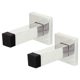 Nuk3y Modern Square Wall Door Stop or Coat Hook, 2 Pack (Polished Stainless Steel)