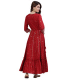 Ishin Women'S Cotton Anarkali Embellished Kurta Xykprammp-9084_S_Red