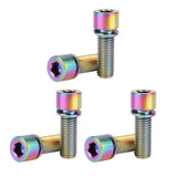 UHDFBDHF Titanium Screw M7x20mm Bolt with Washer Allen Hex Cylindrical Head Bolts for Bicycle Stem Pack of 6 (Ranibow)