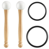Nuanchu 4 Pcs Crystal Singing Bowl Mallet Bowl Striker and O Ring Set, Include 2 Rubber Head Wood Handle Mallet with 2 Rubber O