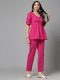 Stylum Women'S Woven Design Cotton Co-Ord Set (Csramyapink34_Pink, Xs)