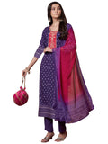 Gosriki Women'S Rayon Viscose Printed Straight Kurta With Pant & Dupatta (Subhi Begani-Vks05-Gs_L_Begani_Large),Begani,,B0DV4F932S