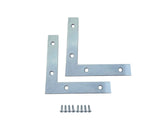 QCAA Heavy Duty Flat Corner Irons Joining Bracket for Wood Table, Chairs, Zinc Plated , 5x5x7/8x0.79, Made in Taiwan, 2 Pack