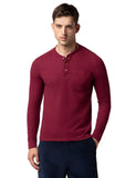 FYLTR Men's Casual Raglan Sleeve Henley T-Shirt with Pocket Detail - Full Sleeve | Buttoned Placket,Berry Cherry