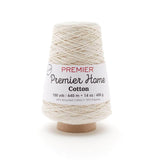 Premier Yarns Home Cotton Cone Yarn, Ideal Knitting and Crochet Supplies, Made of Recycled Cotton and Polyester, Cream, 700 yard