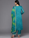 Libas Women'S Poly Chiffon Kurta Sets (38126O_Turquoise Blue Turquoise Blue L