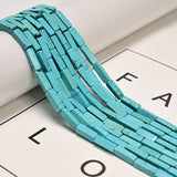 32 Pcs 4x13mm Blue Turquoise Stone Bead Rectangle Tube Loose Gemstone Beads for Bracelets Jewelry Making Crafts Adults