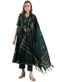 Anni Designer Women'S Rayon Blend Anarkali Printed Kurta With Pant & Dupatta (Berlin Green-Vks05_L_Green_Large),Green,L