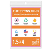 15 micron | Premium Nylon Tea Filter Bags | 1.5 x 4 | 25 Pack