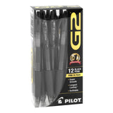 Pilot G2 Retractable Fine Point Gel Ink Pens, Fine Point, 0.7 mm, Black Barrel, Black Ink, Pack Of 12