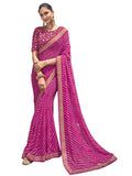 Satrani Womens Knit Pure Georgette Saree (2770S431N_Pink3)