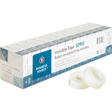 Business Source 32953 Invisible Tape Value Pk, 1Inch Core, 3/4Inch x1000Inch , 12/PK, Clear