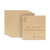 6 mm Baltic Birch Plywood 1/4 x 10 x 10 Inch, Box of 6 B/BB Grade Craft Wood, Stronger Than Basswood Sheets, for Laser, CNC Cutt