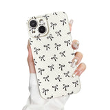 Faneiy for iPhone 14 Case Cute Bow Aesthetic Women Girly Fashion Protective Phone Case Bowknot Black