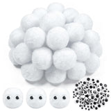 TOAOB 50pcs Large Pom Poms 2 Inch White Craft Pom Poms Fuzzy Pompoms Balls with Googly Wiggle Eyes for DIY Crafts Projects Home