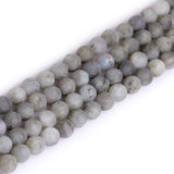 GEM-Inside Natural 8mm Frosted Matted Labradorite Gemstone Loose Beads Gray Round Energy Stone Beads for Jewelry Making