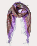Cashmere Craft 100% Purple Silk Printed Scarf Ccsilk558