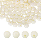 HARFINGTON 100pcs Creamy White Acrylic Round Beads 8mm Dia 1.9mm Hole Plastic Resin Smooth Balls Loose Bead for Jewelry Making B