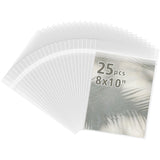 Frametory, 25 Pack 8 3/8 x 10 1/8 Acid-Free Clear Plastic Bags, Self Seal Crystal Photo Sleeves for 8X10 Framing Mat Mattes, Pri