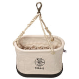 Klein Tools 5144S Canvas Oval Bucket, 15Pocket, Swivel Snap, Tripod Suspension, Molded Polypropylene Bottom, Rope Handle
