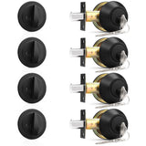 Probrico Keyed Alike Single Cylinder Deadbolts Flat Black, Keyway Keys Handleset, 3 Keys Interior& Exterior Door Hardware for En
