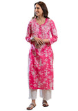 Anni Designer Women'S Cotton Blend Embroidered Straight Fit Kurta Set (Zainab-Green_2122_Pink_Large),Pink,L