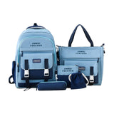 Snappsy School Bags Set Canvas Daypack Pencil Pouch Rucksack Handbag School Backpack Blue