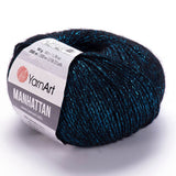YARNART Manhattan - Glittery Knitting Yarn w/ Sparkle & Metallic Shine (Wool & Acrylic), 1.76 Oz, 218.72 Yds (908)