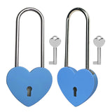 Gradleen 2PCS Single Heart Lock with Key 3.5 Inches,50mm Love Padlock Rubber Painting Blue Metal Love Lock for Lovelock Bridge,C