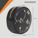 Adisa Women Girls Round Embroided Sling Bag (Black),Black,,B09GK3XQCF