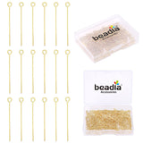 BEADIA 14K Gold Plated Open Eye Pins Non Tarnish 20mm 200pcs for Jewelry Making Findings