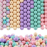 HHCFAST 150Pcs Mixed Color 15mm Silicone Beads for Keychain Making, Mixed Color Print Print Silicone Beads for Pens and Bracelet