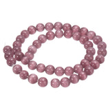 HARFINGTON 48pcs Dark Purple Cat's Eye Stone Beads 8mm Round Smooth Gemstone Crystal Loose Bead for Jewelry Making Bracelets Nec