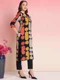 Anni Designer Women'S Rayon Blend Straight Printed Kurta With Pant (Surdas Black-Vks01_Xl_Black_X-Large),Black,XL,,,