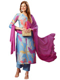 Gosriki Women'S Cotton Blend Printed Straight Kurta With Pant & Dupatta (Neti Sky Blue-Gs_Xl_Sky Blue_X-Large),Sky Blue,,B0D73XXH9L