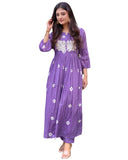 Anni Designer Women'S Rayon Viscose Printed Anarkali Kurta With Pant (Anveshi Purple-Vks02_L_Purple_Large),Purple,L,,,