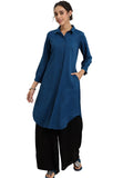 Libas Women'S Cotton Blend Regular Kurti (58189_Teal