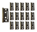QCAA Durable Steel Non-Mortise Hinge, for Chest, Box, & Vintage Cabinet Furniture, 2 x 0.9, Antique Brass, 16 Pack, Made in Taiw