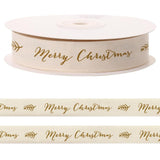 10 Yards Christmas Natural Cotton Ribbon for Crafting Sewing, 4/5 Inch Herringbone Twill Tape Ribbons for Gift Wrapping, Merry C
