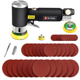 Mini Air Sander 1/2/3 Inch Pneumatic Small Orbital Sander for Auto Body Work, Mini Polisher with 45PCS Sanding Discs + 3PCS Back