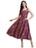 Shae By Sassafras WomenS Purple Jacquard Floral SelfBelt Anarkali Maxi L