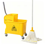 22Qt (5.5 Gallon) Mop Bucket with Wringer on Wheels,Cotton Mop Included