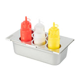 Restaurantware Six Hole Condiment Organizer - 12.795 x 7.087 Inch Stainless Steel Squeeze Bottle Holder With Compact Design For