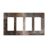 Brown Art Abstract 4 Gang Quad Rocker Light Switch Cover Plate Taupe Rust Oil Painting Decorative Electrical Faceplate for Bathr