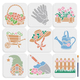 Mandala Soul 9Pcs Garden Stencils For Painting 66Inch Wildflower Gnome Stencil With Paint Brush Flower Basket Plant Hat Watering